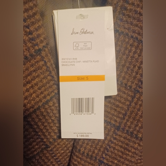 Sam Edelman Women's Braellynn Chocolate Chip Menitta Plaid Blazer Size Small NWT - Picture 9 of 15